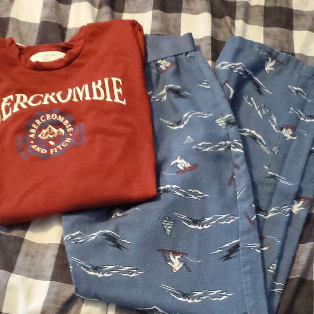 Abercrombie & Fitch Kids Maroon and Navy Pajama Set